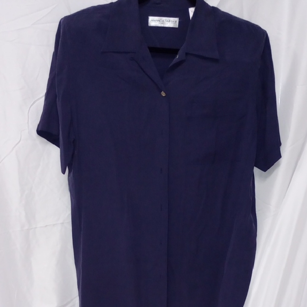 Deep Purple 100% Silk Blouse with Shoulder Pads SIZE 18W